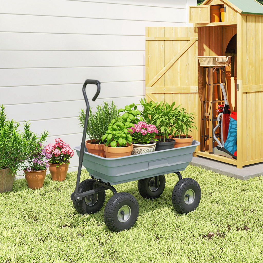 Steel Garden Cart with 10" Pneumatic Tires, 551 lbs Capacity, Grey