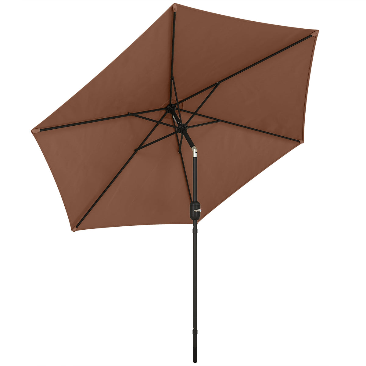2.6 m Garden Parasol with Tilt, Crank, Vent & Aluminium Pole, Coffee
