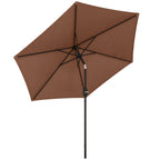 2.6 m Garden Parasol with Tilt, Crank, Vent & Aluminium Pole, Coffee