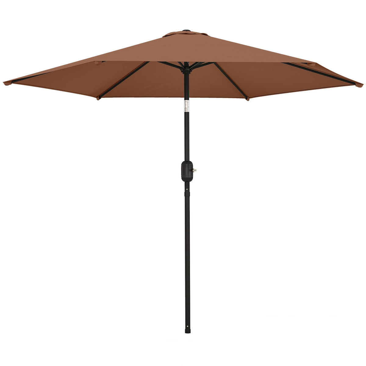 2.6 m Garden Parasol with Tilt, Crank, Vent & Aluminium Pole, Coffee