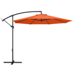 3 m Banana Parasol with Crank Handle, 8 Ribs & Cross Base, Orange