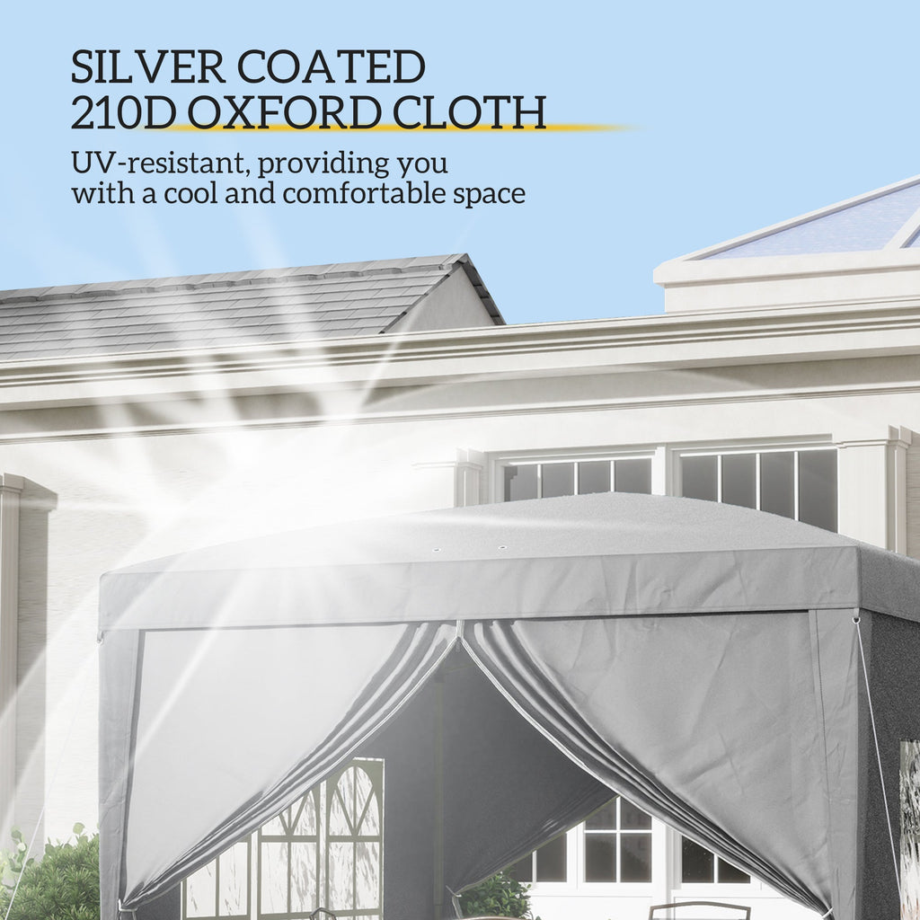 10' x 10' Outdoor Pop-Up Party Tent with Carry Bag, Light Grey
