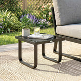 Metal Side Table with Tempered Glass Top & Adjustable Feet, 45x45x33 cm, Black