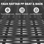 7-Piece Garden Dining Set with 6 Faux Rattan Chairs & Wood-Effect Table, Black