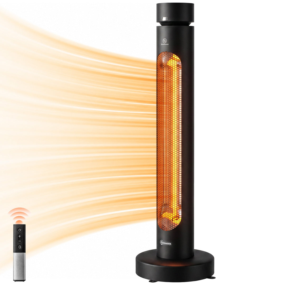2000W Electric Infrared Patio Heater with Remote & Oscillation, 8H Timer, Black