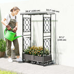 Raised Garden Bed with Arch Trellis, Wheels and Self-Watering Design