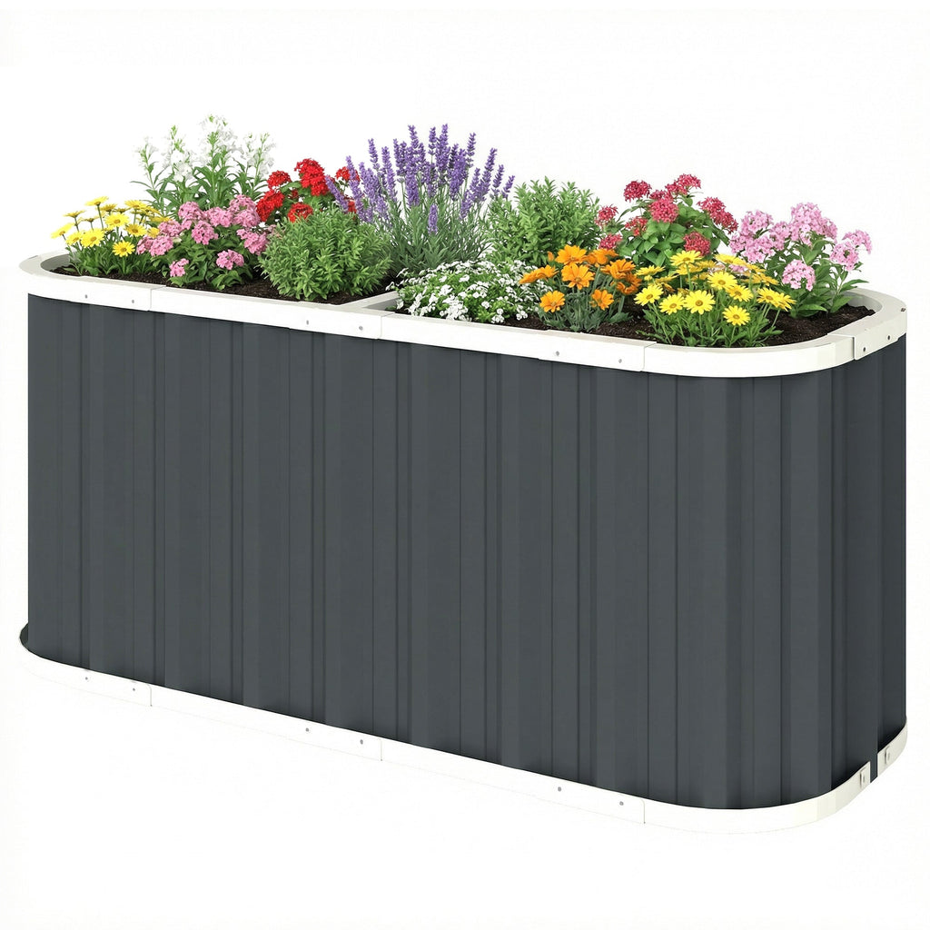 5' x 2' x 2' Galvanized Raised Garden Bed with Gloves, Dark Grey