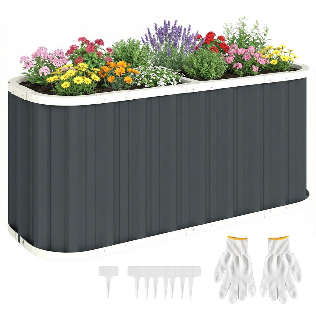 5' x 2' x 2' Galvanized Raised Garden Bed with Gloves, Dark Grey