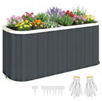 5' x 2' x 2' Galvanized Raised Garden Bed with Gloves, Dark Grey