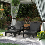 Set of 2 Resin Sun Loungers with Foldable Side Table, Black