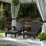 Set of 2 Resin Sun Loungers with Foldable Side Table, Black
