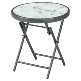 18" Outdoor Round Folding Table with Tempered Glass Top, White