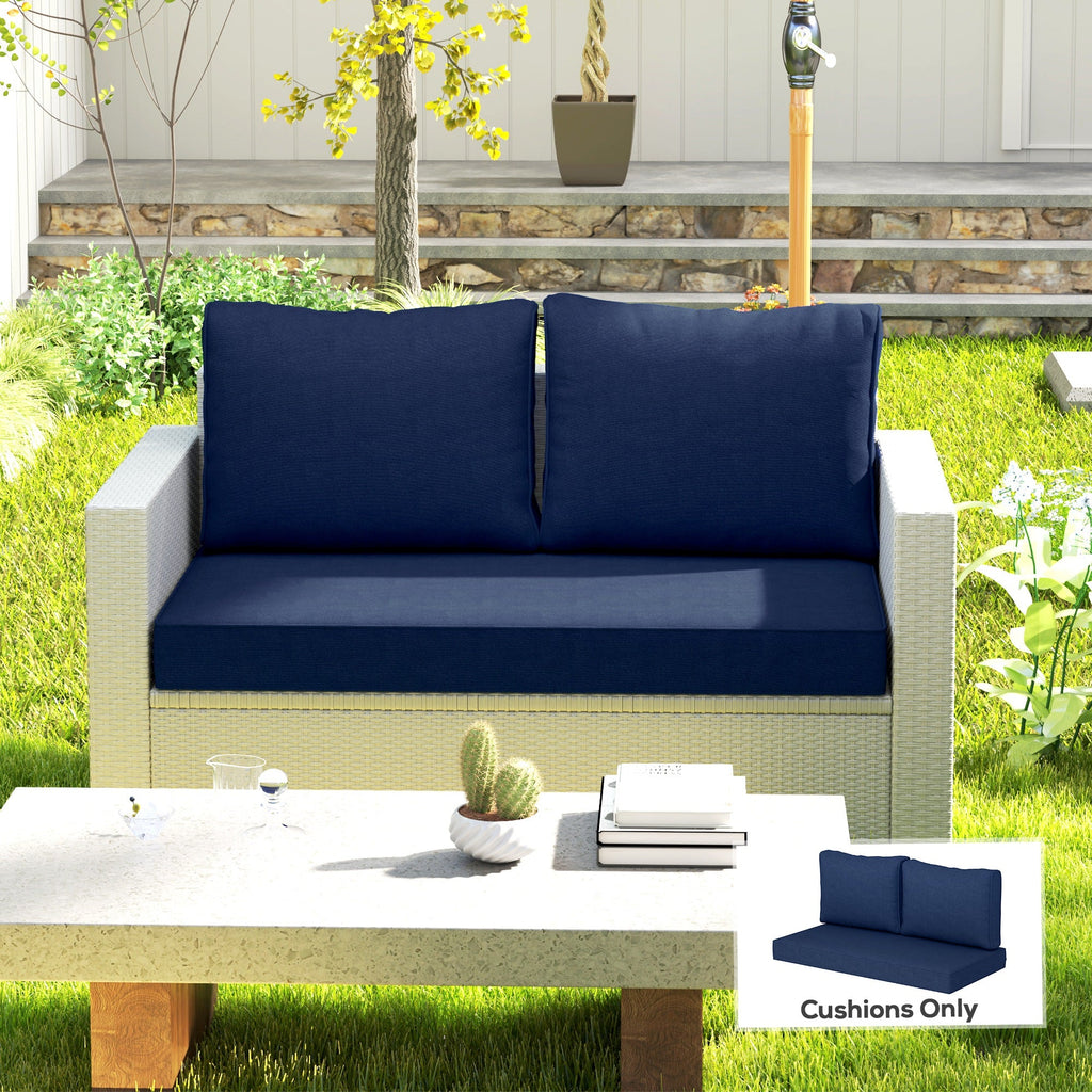 2 Seater Outdoor Seat Cushions with Backrest, Navy Blue