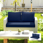 2 Seater Outdoor Seat Cushions with Backrest, Navy Blue