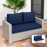 2 Seater Outdoor Seat Cushions with Backrest, Navy Blue