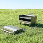 Portable Charcoal BBQ Grill with Adjustable Grates and Side Shelf, Green
