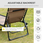 Folding Lounge Chair with Adjustable Backrest and Pillow, Brown