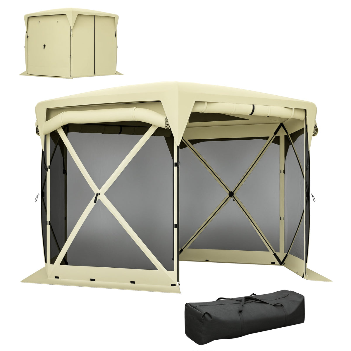 11' x 11' Pop Up Gazebo Screen Tent with UPF30+ Removable Roof Cover, Beige