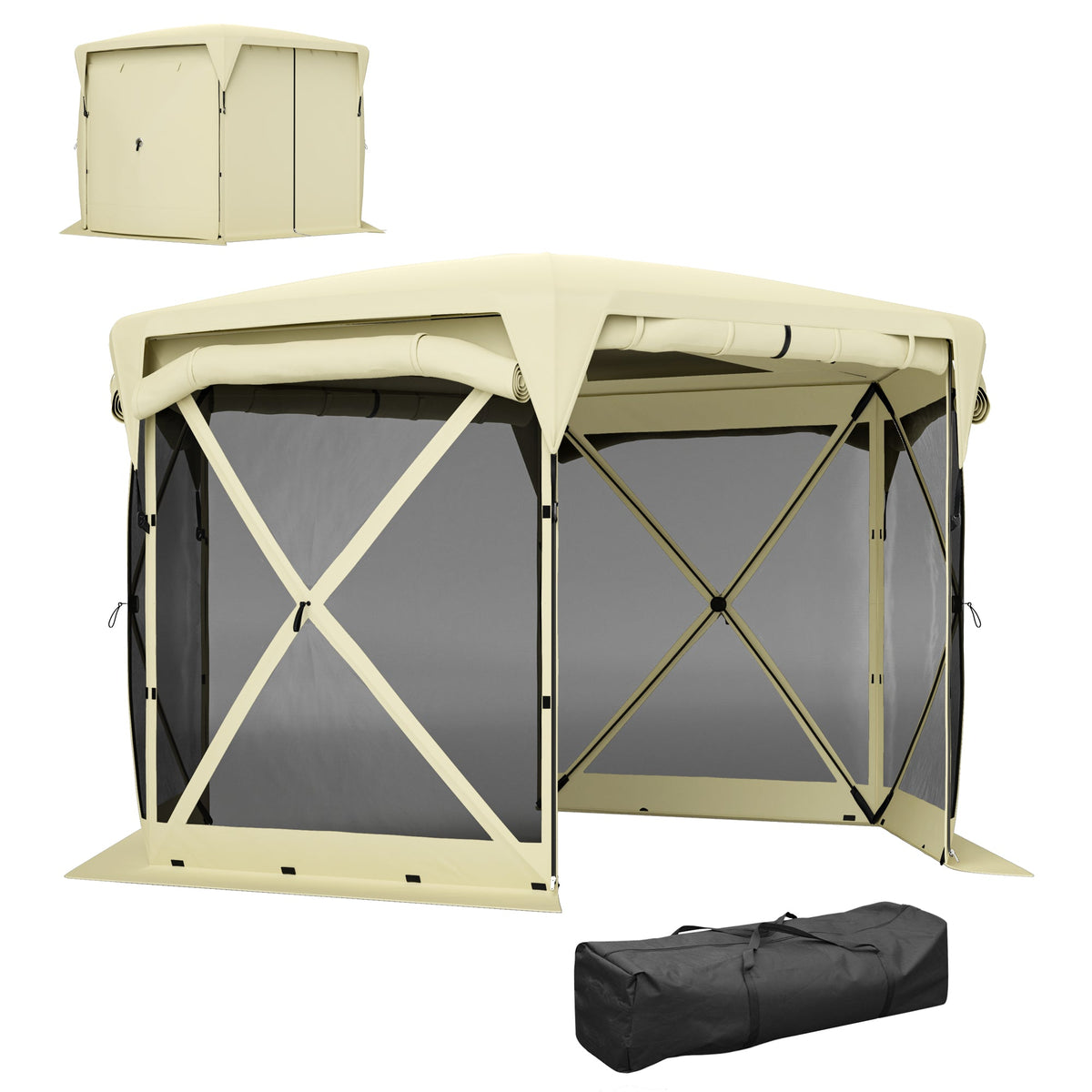 11' x 11' Pop Up Gazebo Screen Tent with UPF30+ Removable Roof Cover, Beige