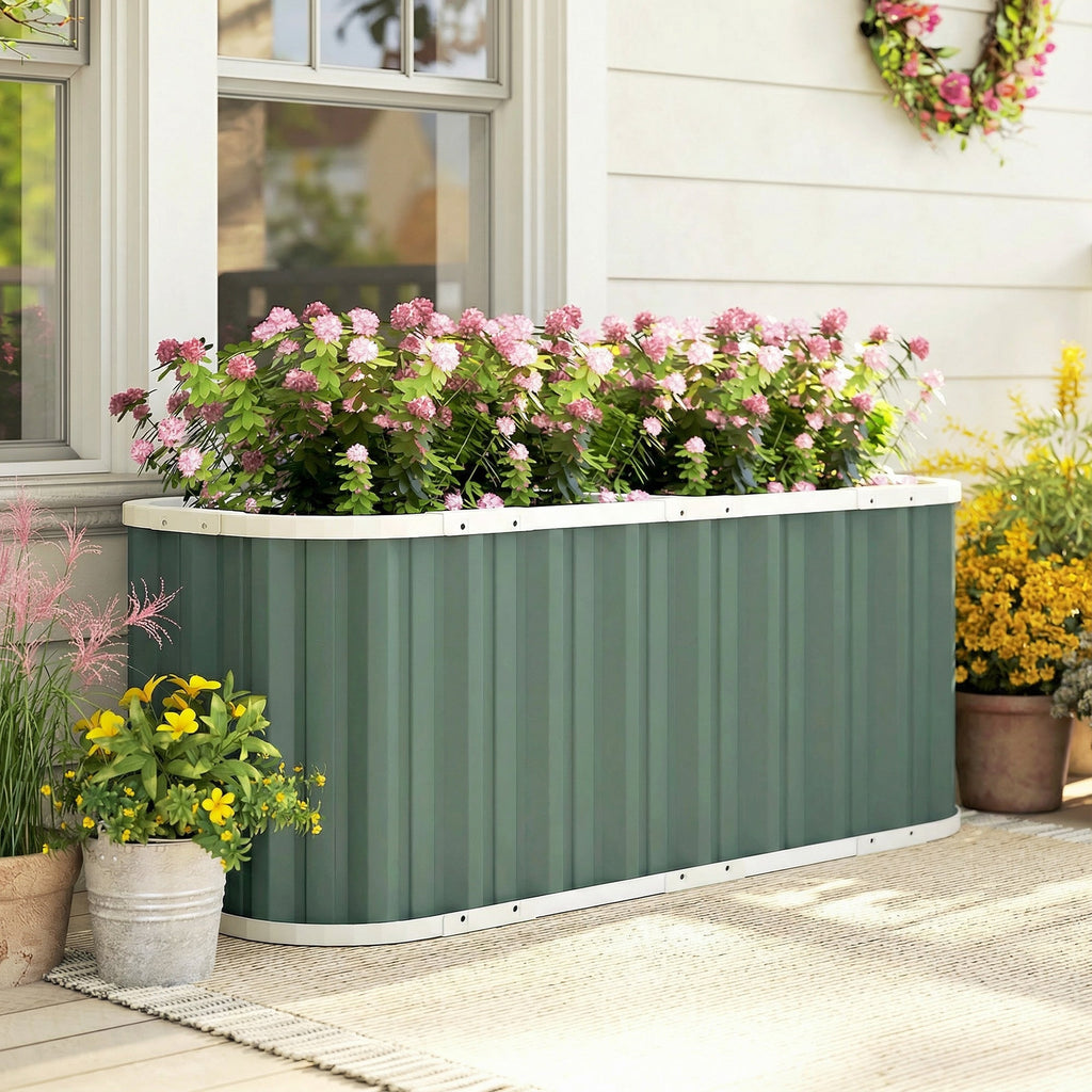 5' x 2' x 2' Galvanized Raised Garden Bed with Gloves, Light Green
