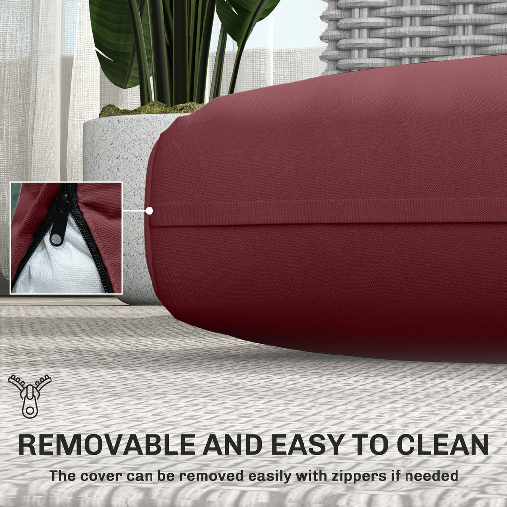 2 Seater Outdoor Seat Cushions with Backrest, Wine Red