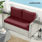 2 Seater Outdoor Seat Cushions with Backrest, Wine Red