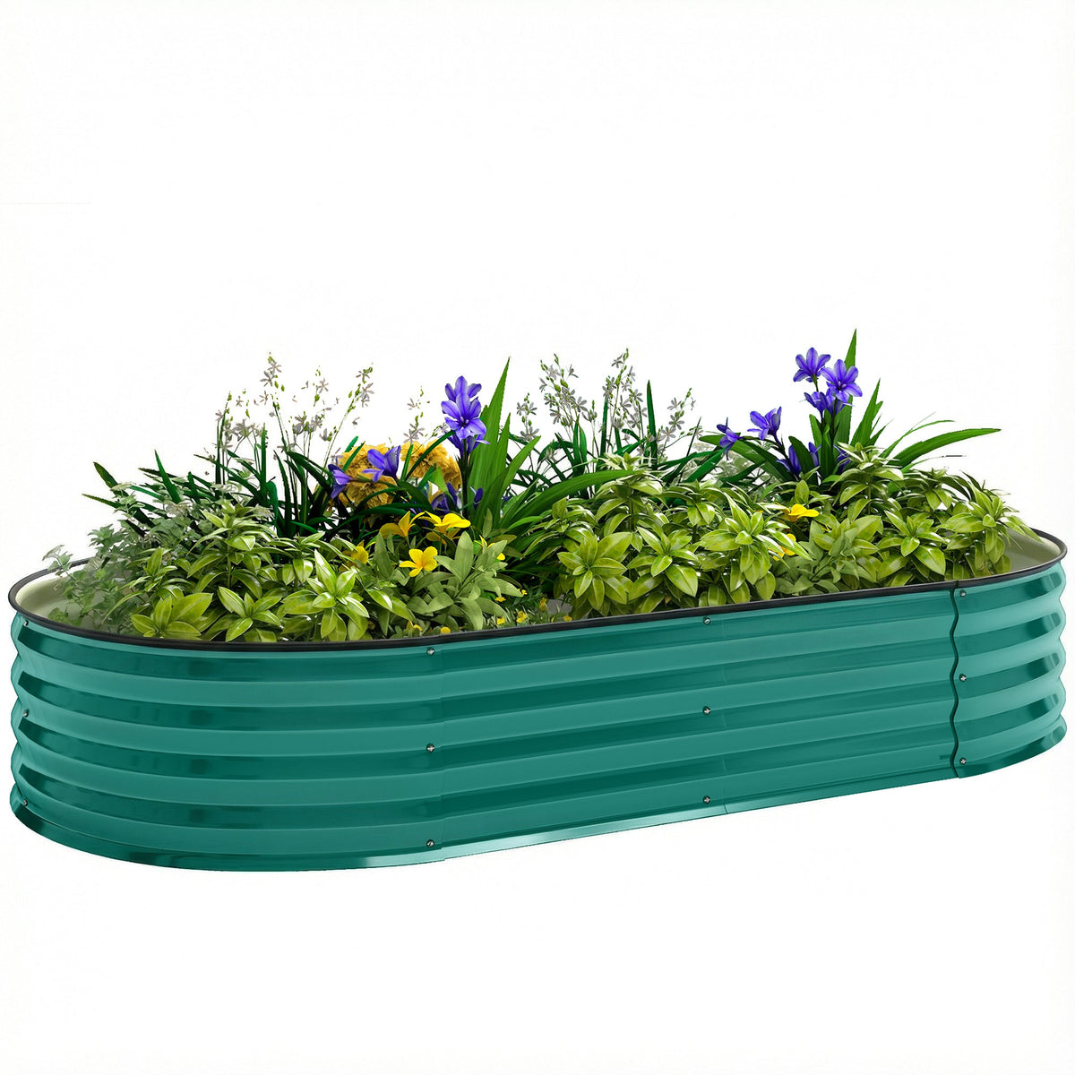 180 x 90 x 30 cm Galvanised Raised Garden Bed with Safety Edging, Light Green