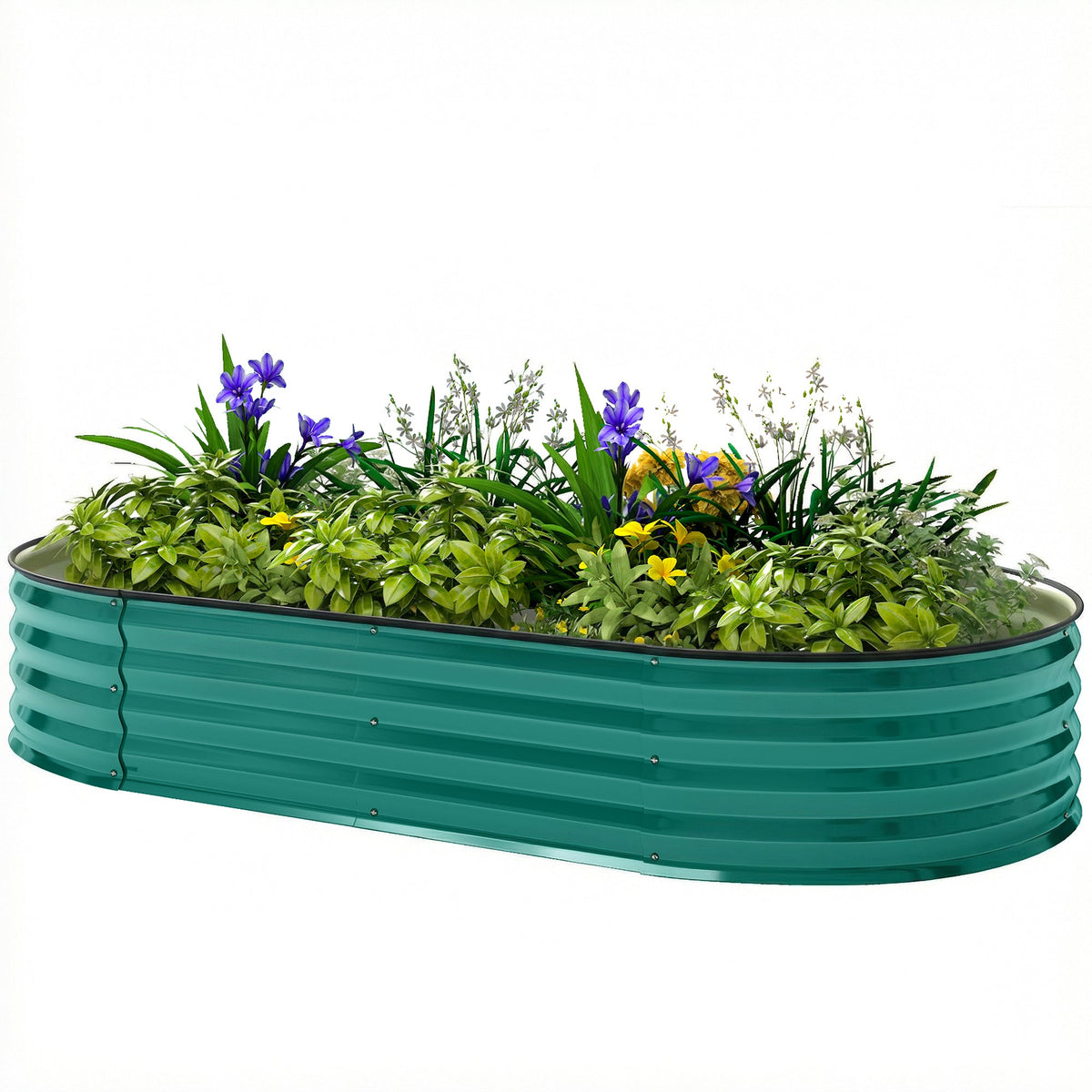 180 x 90 x 30 cm Galvanised Raised Garden Bed with Safety Edging, Light Green