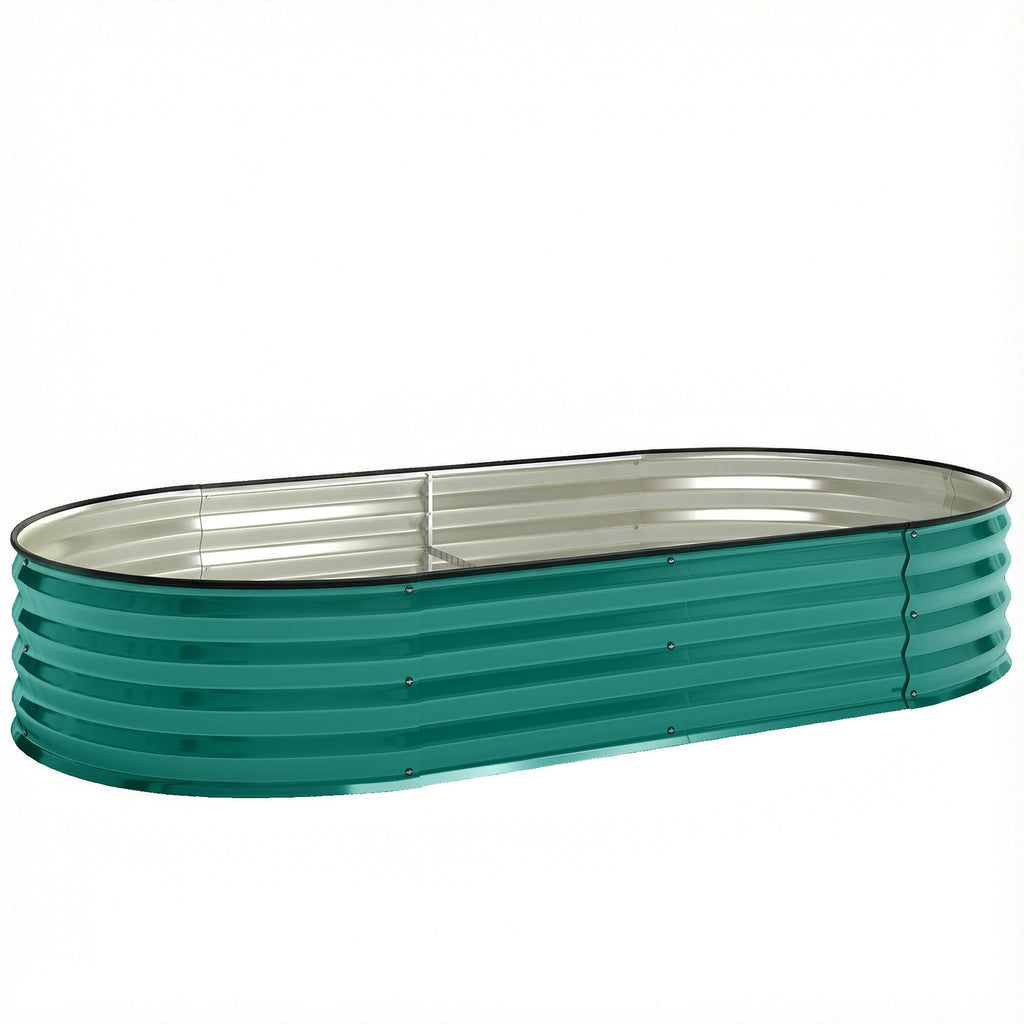 180 x 90 x 30 cm Galvanised Raised Garden Bed with Safety Edging, Light Green