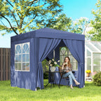 6.6' x 6.6' Pop-Up Canopy Tent with Removable Sidewalls and Carry Bag, Blue