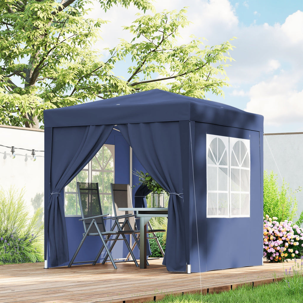 6.6' x 6.6' Pop-Up Canopy Tent with Removable Sidewalls and Carry Bag, Blue