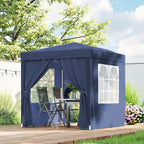 6.6' x 6.6' Pop-Up Canopy Tent with Removable Sidewalls and Carry Bag, Blue