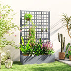 43" x 16" x 70" Raised Garden Bed with Trellis and Privacy Screen, Grey Wood Effect