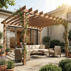 PerArbor Wooden Pergola Kit 3 x 3 m Maple with Triangle Supports & Grape Trellis