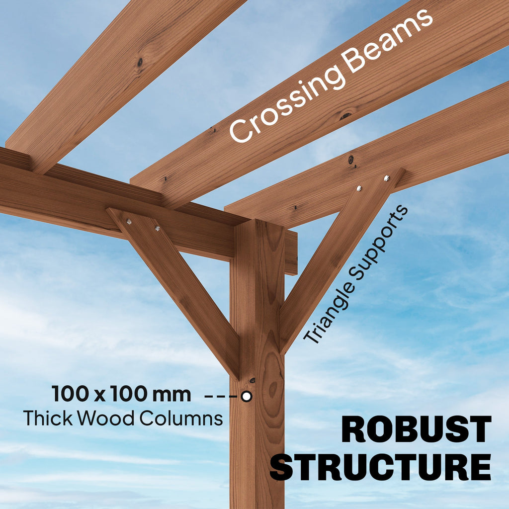 PerArbor Wooden Pergola Kit 3 x 3 m Maple with Triangle Supports & Grape Trellis