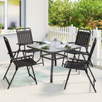 Set of 4 Folding Garden Chairs with Armrests and Slatted Seat, Black