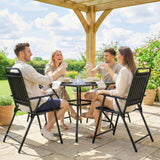 Set of 4 Folding Garden Chairs with Armrests and Slatted Seat, Black
