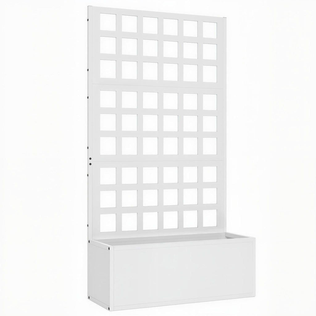 24" x 9" x 44.5" Raised Garden Bed with Trellis and Drainage, White