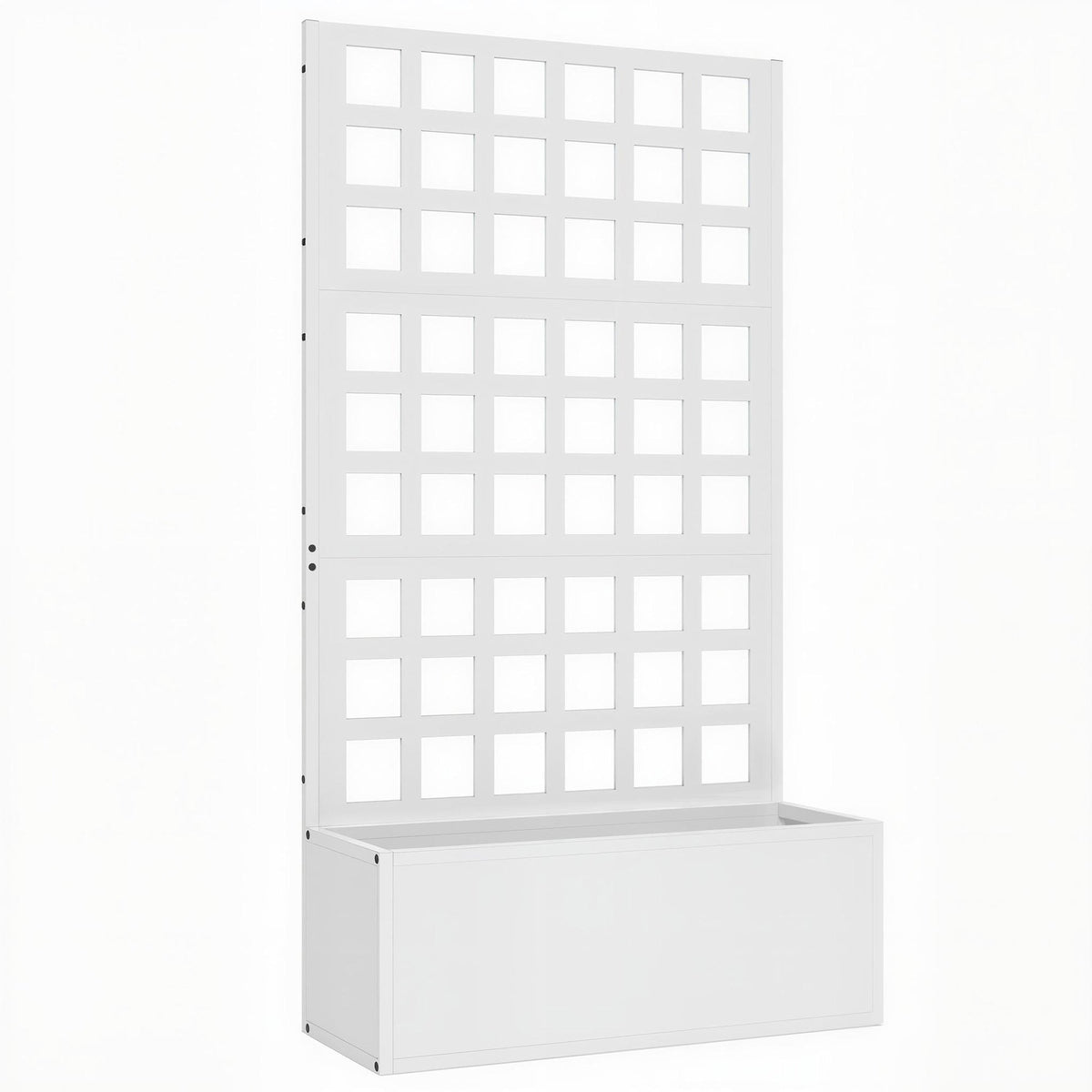 24" x 9" x 44.5" Raised Garden Bed with Trellis and Drainage, White