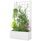 24" x 9" x 44.5" Raised Garden Bed with Trellis and Drainage, White