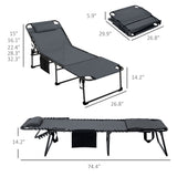 2-Piece Folding Chaise Lounge with Face Hole, Gray