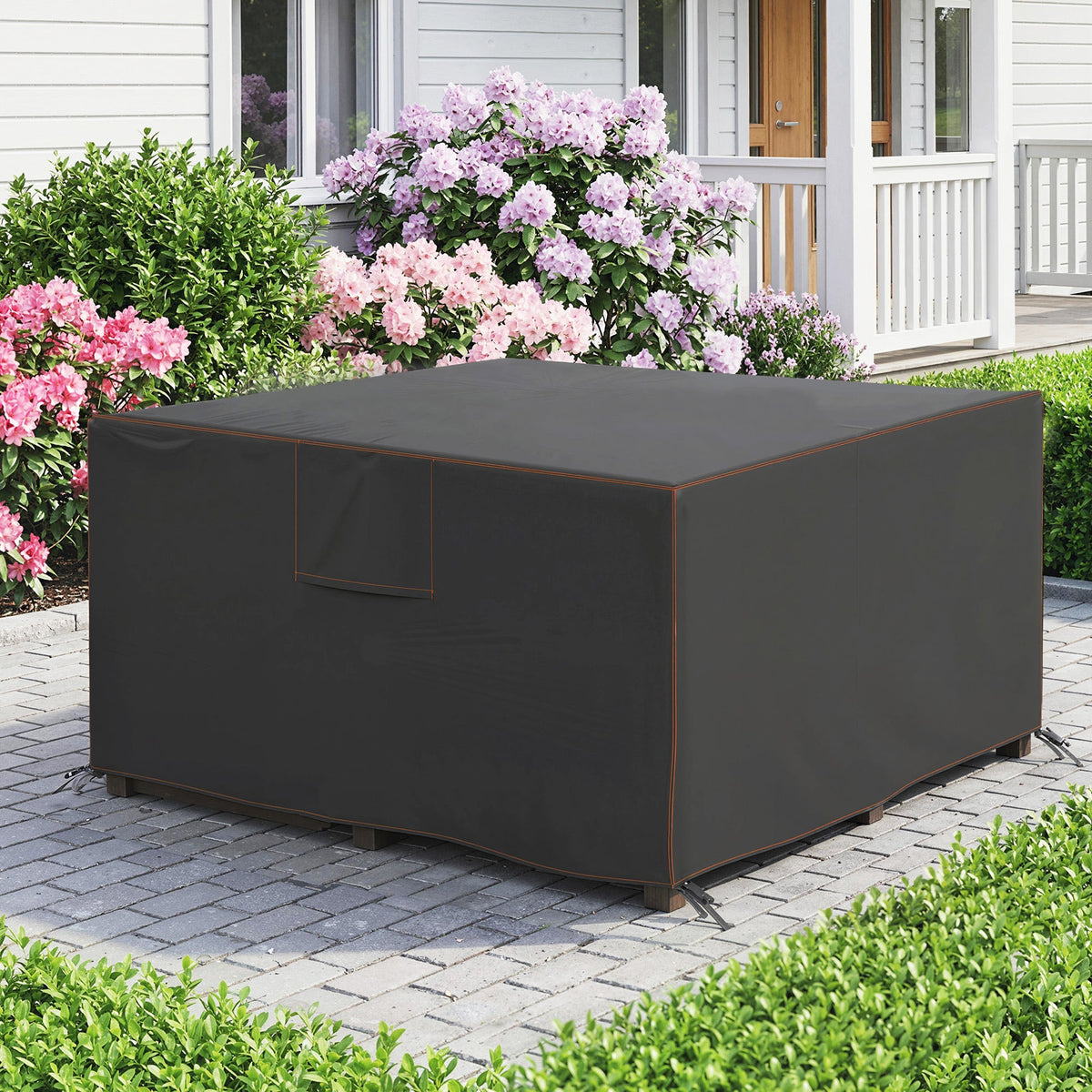 125 x 125 x 74 cm Garden Furniture Cover with Air Vent, Black