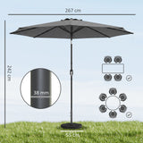 2.7 m Garden Parasol with Cross Base, Sandbag and Tilt, Light Grey
