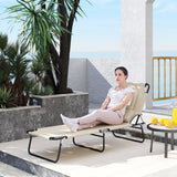 Folding Outdoor Lounge Chair with Face Hole and Pillow, Beige