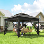 3 x 3 m Pop Up Gazebo with Double Roof, Netting & Carry Bag, Black