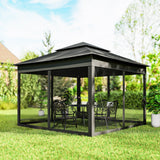 3 x 3 m Pop Up Gazebo with Double Roof, Netting & Carry Bag, Black