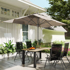 150 x 90 x 73 cm Garden Dining Table with Parasol Hole, Brown