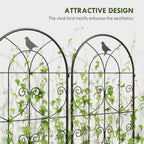 Set of 2 Metal Garden Trellis Panels, 180 x 50 cm, Bird Design