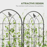 Set of 2 Metal Garden Trellis Panels, 180 x 50 cm, Bird Design