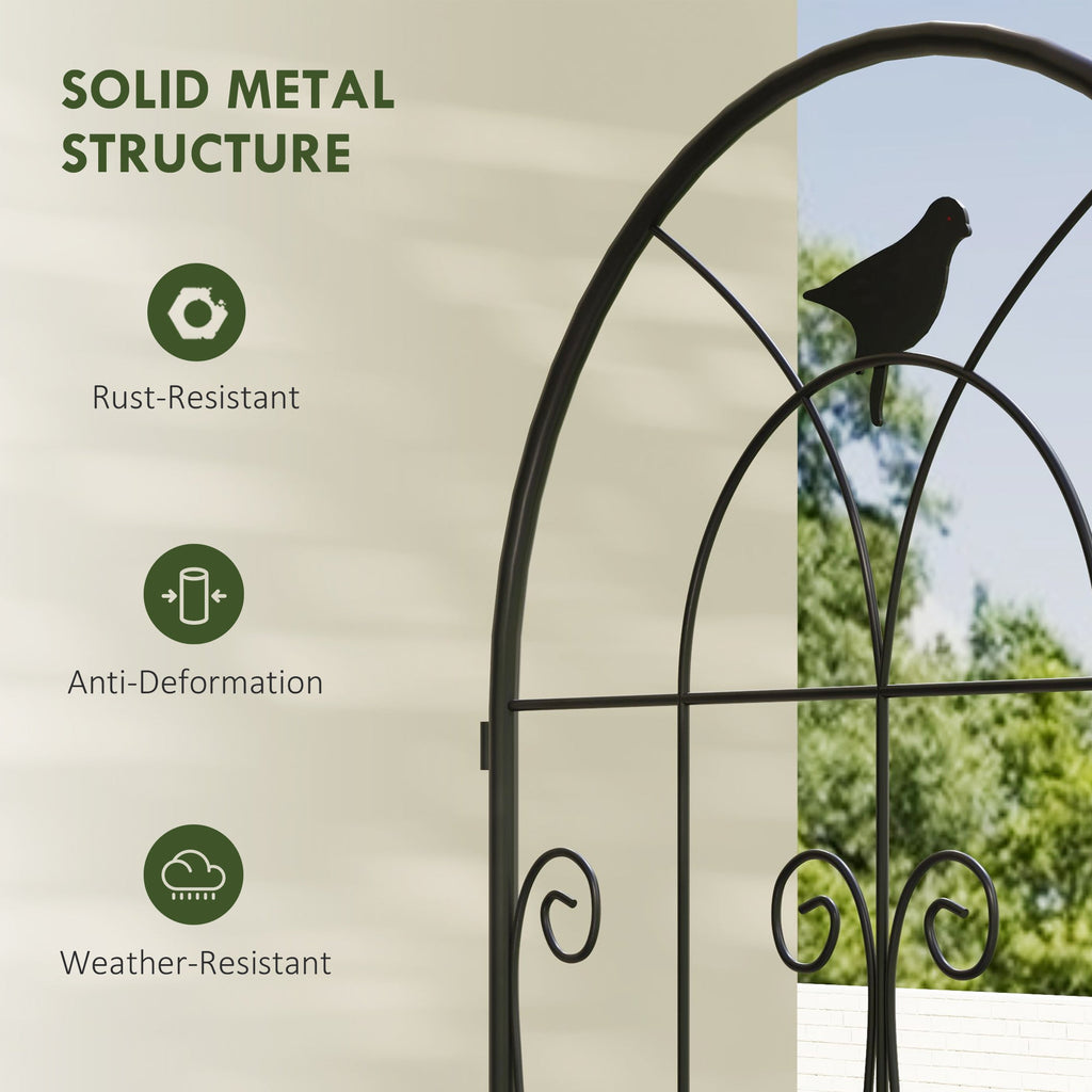Set of 2 Metal Garden Trellis Panels, 180 x 50 cm, Bird Design